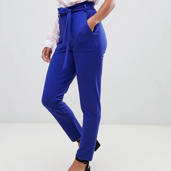Boohoo Petite Tie Waist High Waisted Pants - Picture 5 of 5